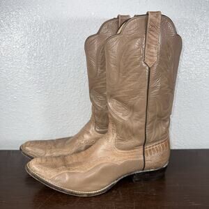 Vintage Rios Of Mercedes 4719 Classic Ostrich Leg Cream Cowboy Boot Men’s 13.5 A